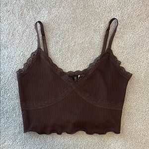 H&M Chocolate Lace Detail Top